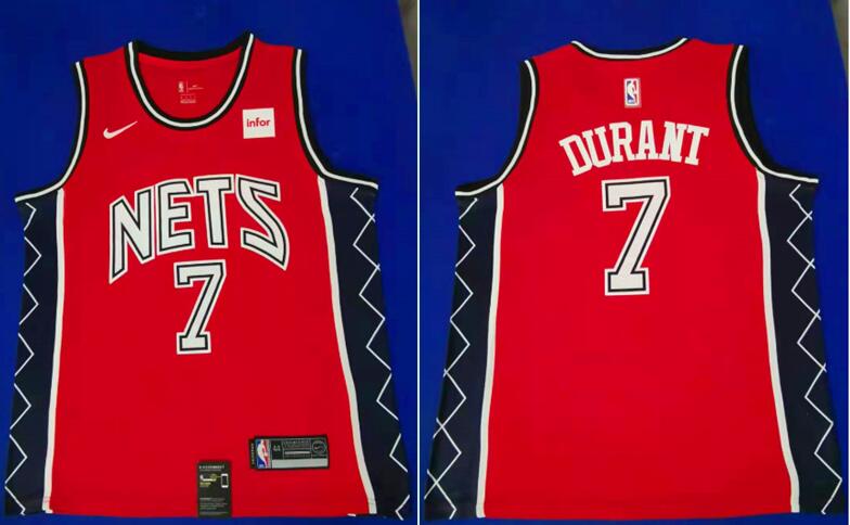 Men Brooklyn Nets 7 Durant red Home Stitched NBA Jersey